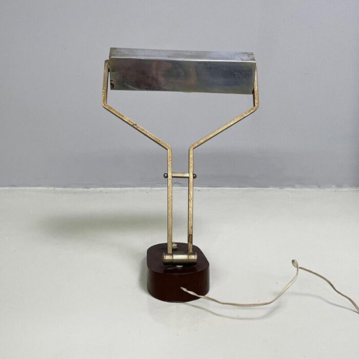 mid century italian modern adjustable desk or table lamp in brown metal 1930s 8