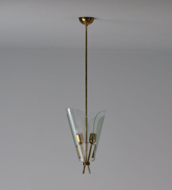 mid century italian modern dual light pendant lamp 1950s 1