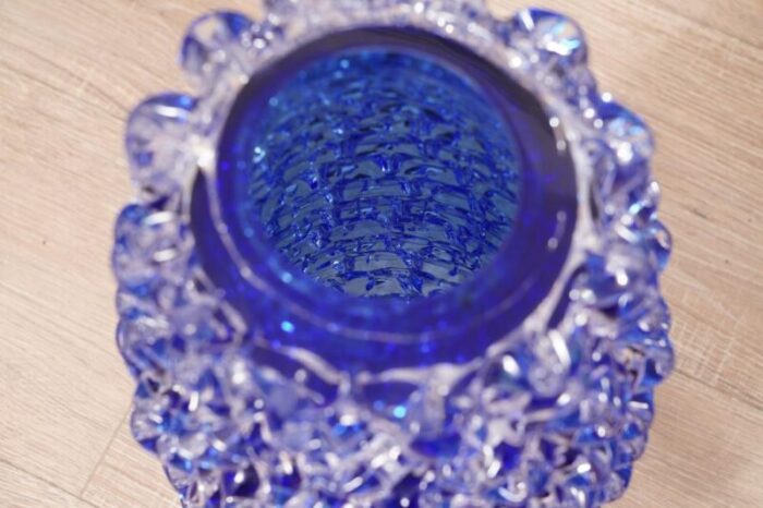 mid century italian murano round blue color vase 1970s 6144