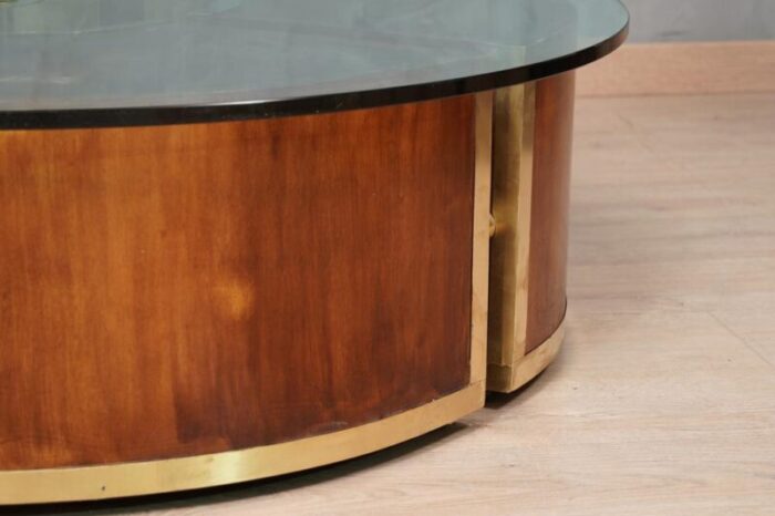 mid century italian round brass and glass sofa table 1970 4769