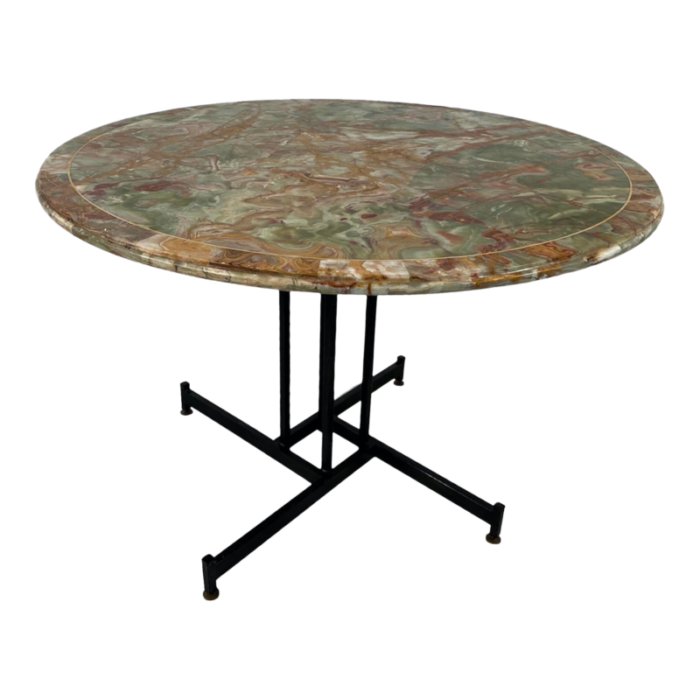 mid century italian round table in onyx marble b y ignazio gardella 1950s 0438