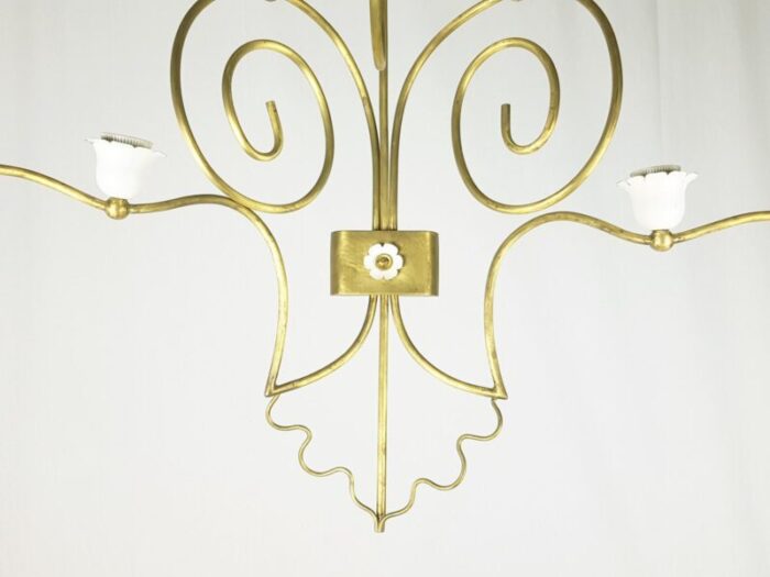 mid century italian sconces in white metal and brass set of 2 2