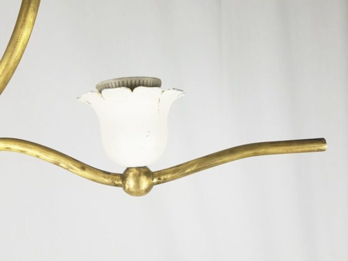 mid century italian sconces in white metal and brass set of 2 6