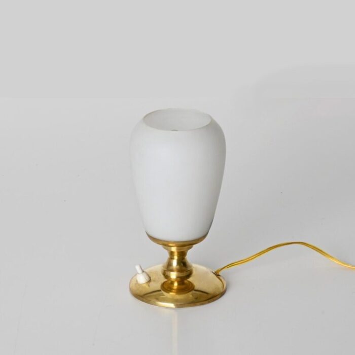 mid century italian table lamp in brass and opaline glass 1950s 13