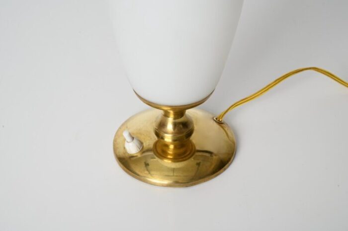 mid century italian table lamp in brass and opaline glass 1950s 14