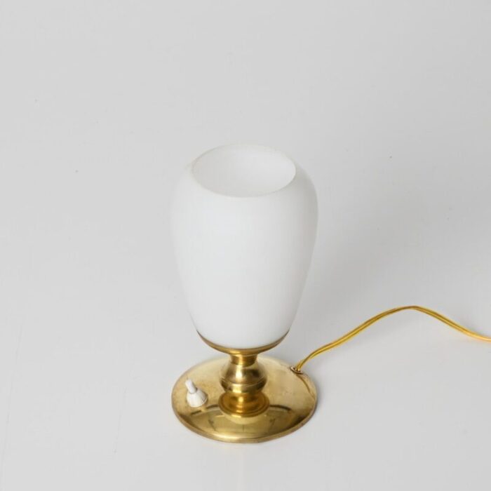 mid century italian table lamp in brass and opaline glass 1950s 5