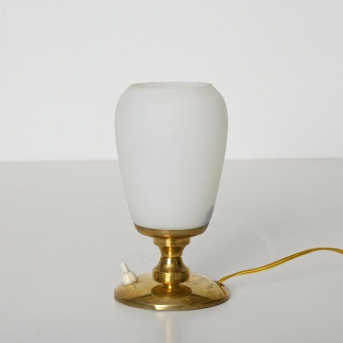 mid century italian table lamp in brass and opaline glass 1950s 6