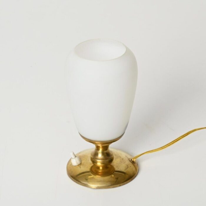 mid century italian table lamp in brass and opaline glass 1950s 9