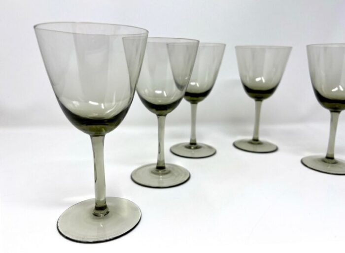 mid century modern 1960s danish modern gray handblown art glass aperitif glasses denmark set of 6 2041