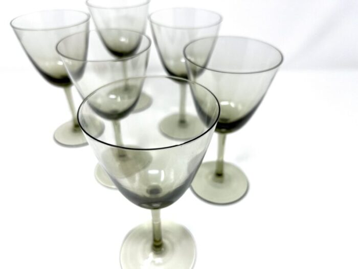 mid century modern 1960s danish modern gray handblown art glass aperitif glasses denmark set of 6 2455