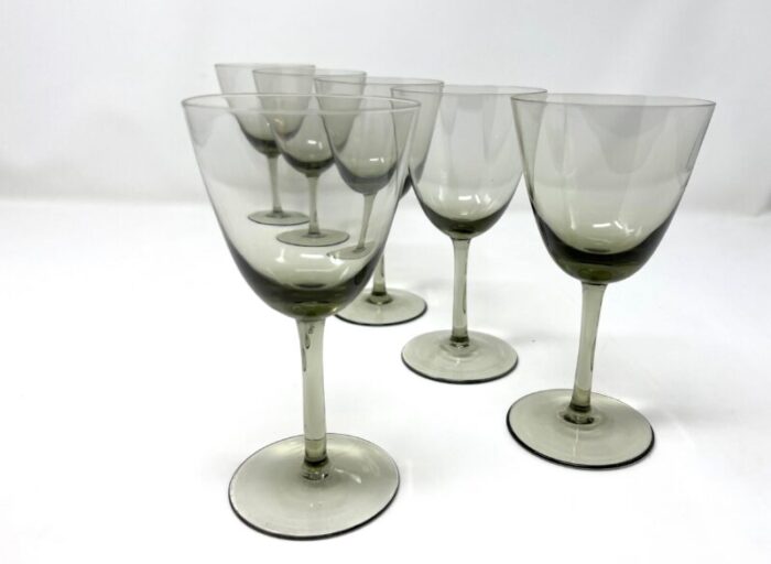 mid century modern 1960s danish modern gray handblown art glass aperitif glasses denmark set of 6 3675