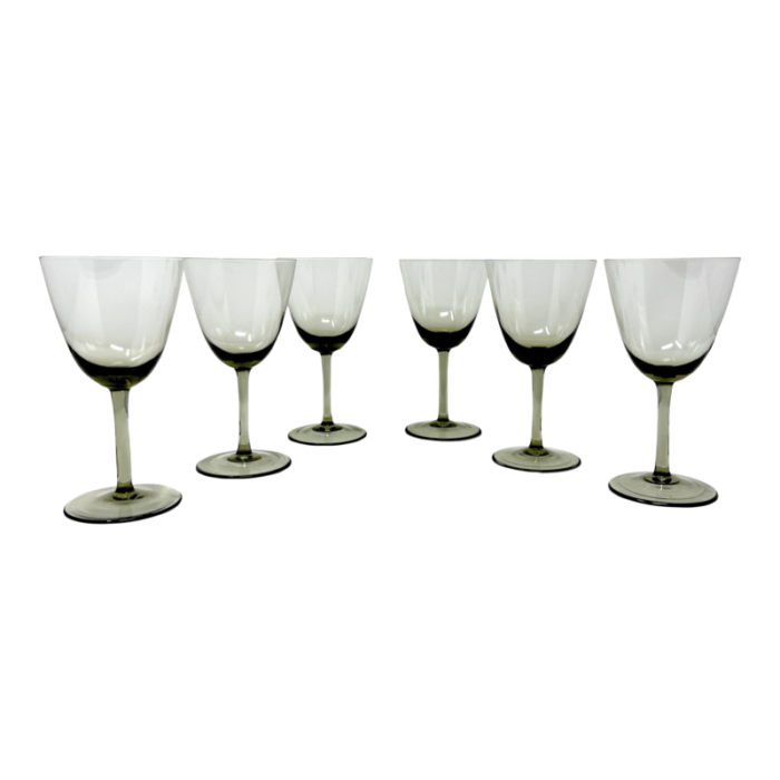 mid century modern 1960s danish modern gray handblown art glass aperitif glasses denmark set of 6 5081