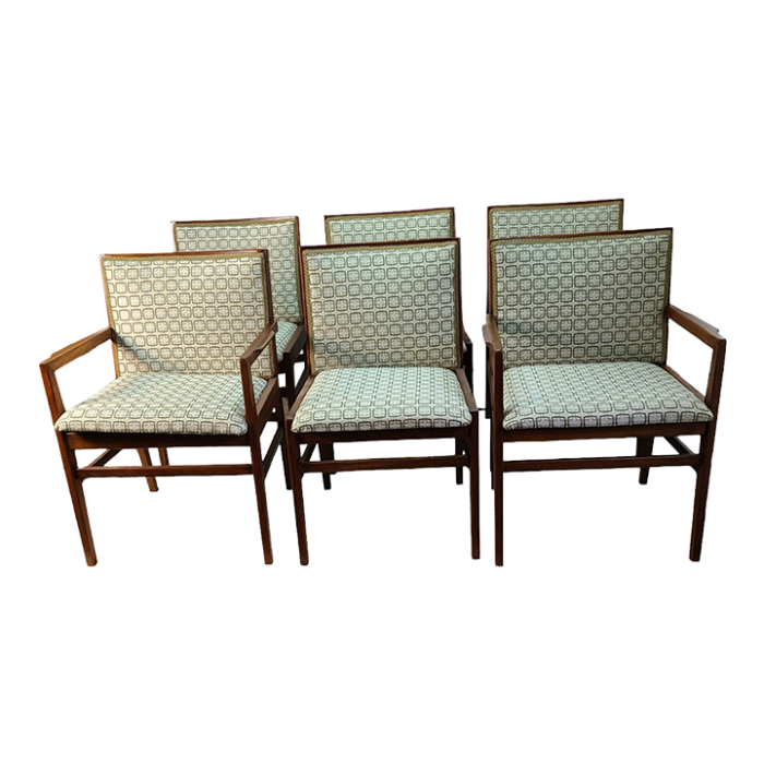 mid century modern 1960s set of 6 danish teak wood upholstered dining chairs 1922