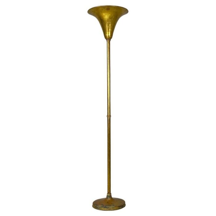 mid century modern art deco italian entirely brass floor lamp 1940s 1