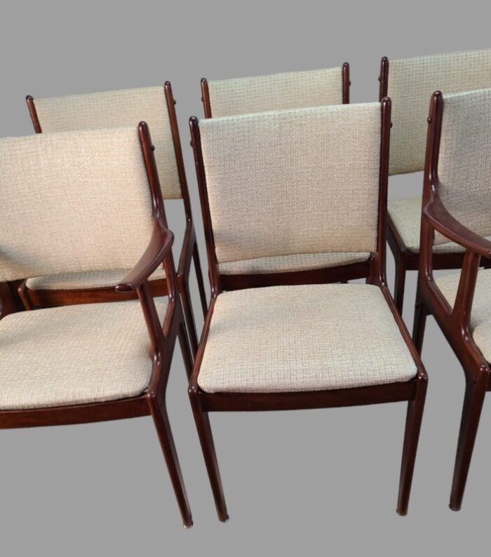 mid century modern danish 1960s teak set of 6 dining room upholstered chairs 1383