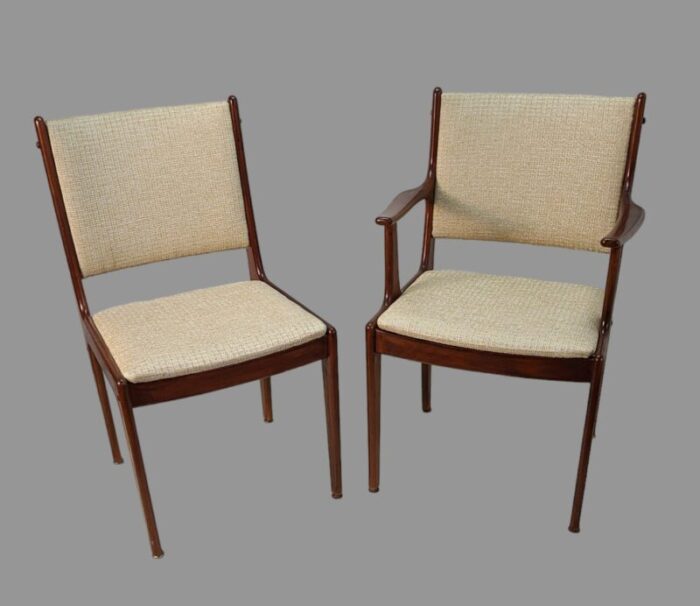 mid century modern danish 1960s teak set of 6 dining room upholstered chairs 8697