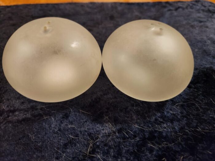 mid century modern frosted glass orb salt and pepper shakers a pair 1573