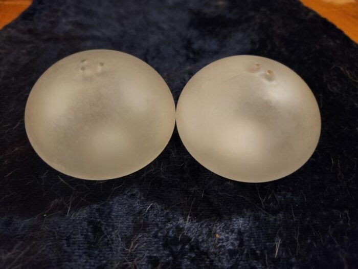 mid century modern frosted glass orb salt and pepper shakers a pair 9154