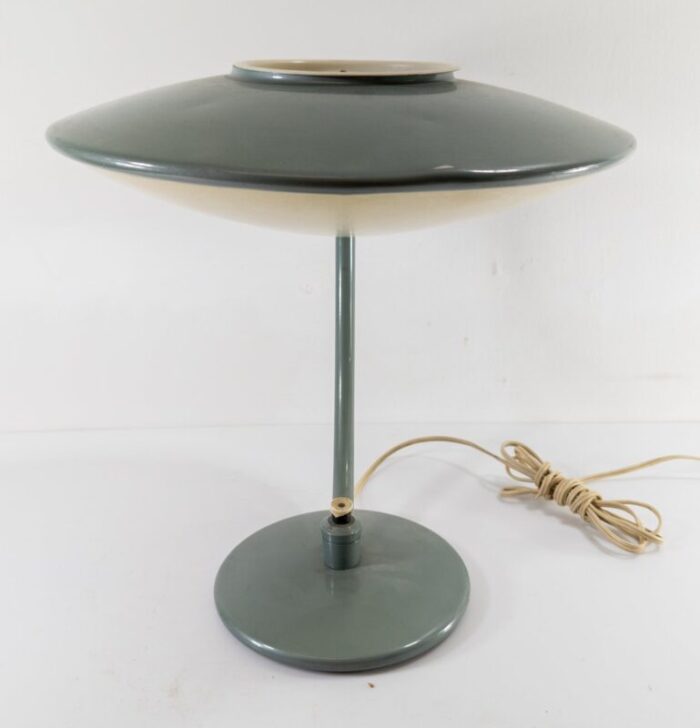 mid century modern green ufo table lamp by dazor 1970s 6