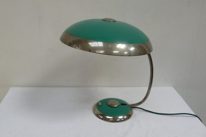 mid century modern helo table lamp ufo mushroom lamp in green chrome from helo leuchten 1950s 1