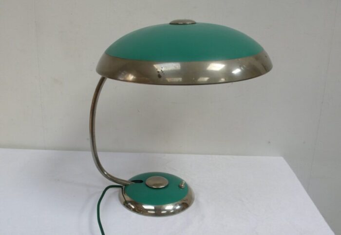 mid century modern helo table lamp ufo mushroom lamp in green chrome from helo leuchten 1950s 2