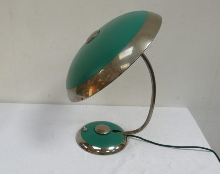 mid century modern helo table lamp ufo mushroom lamp in green chrome from helo leuchten 1950s 5