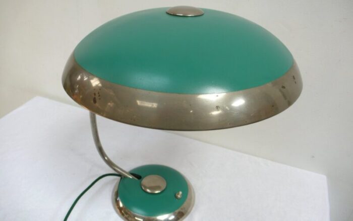 mid century modern helo table lamp ufo mushroom lamp in green chrome from helo leuchten 1950s 6