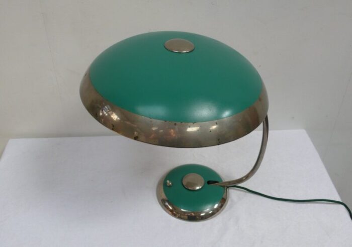 mid century modern helo table lamp ufo mushroom lamp in green chrome from helo leuchten 1950s 7