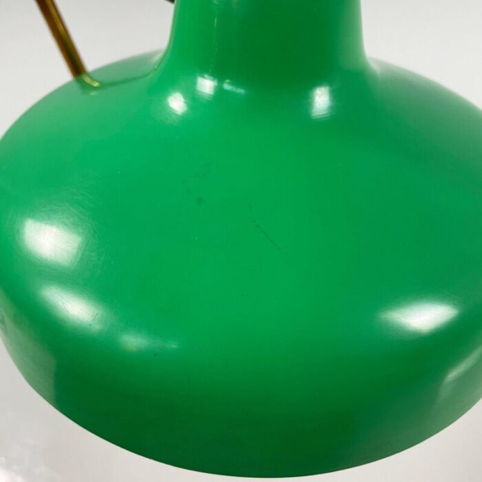 mid century modern italian adjustable table lamp in green metal and brass 1950s 11