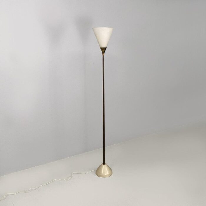 mid century modern italian brass glass and iron floor lamp 1950s 2