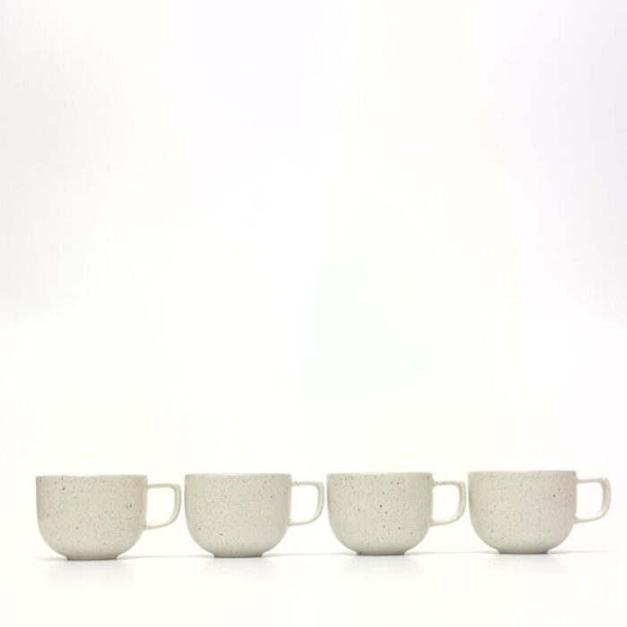 mid century modern off white speckled ceramic cups set of 4 0467