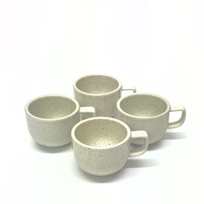 mid century modern off white speckled ceramic cups set of 4 0703