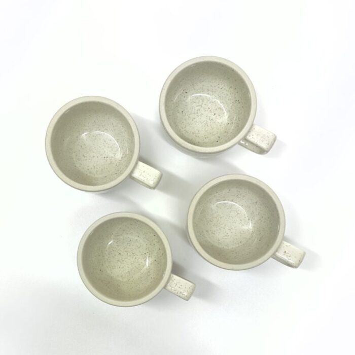 mid century modern off white speckled ceramic cups set of 4 3358