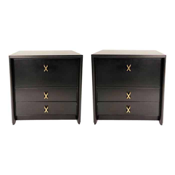 mid century modern paul frankl nightstands lacquered in ebony pair 3650