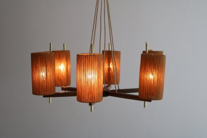 mid century modern sisal ceiling lamp from temde 1960s 10