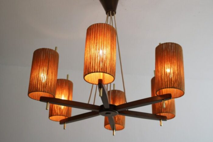 mid century modern sisal ceiling lamp from temde 1960s 4