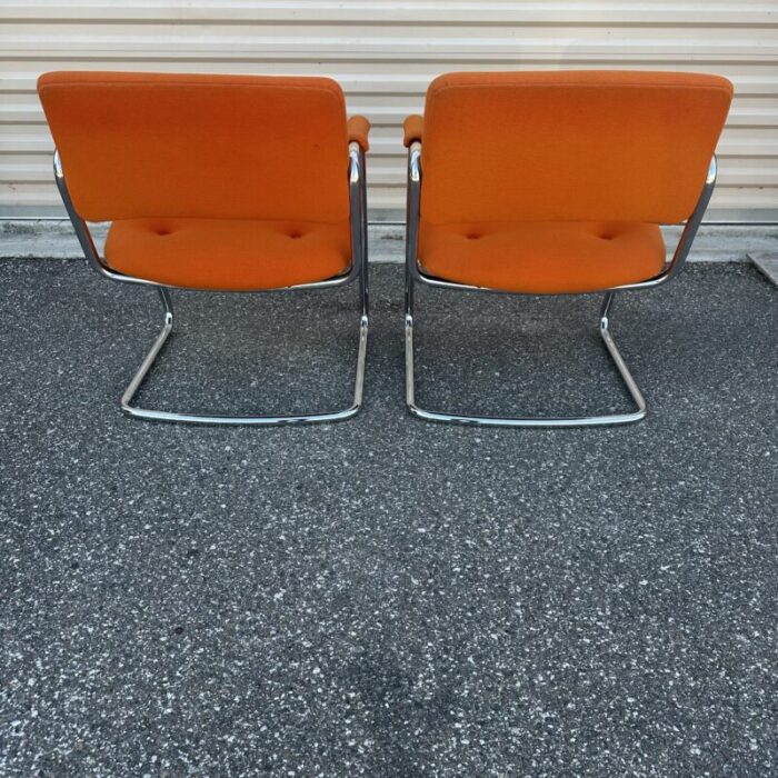 mid century modern steelcase cantilever chrome armchairs a pair 3287