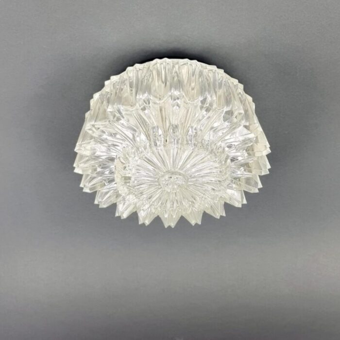 mid century modern textured glass flush mount from limburg germany 1970s 1048