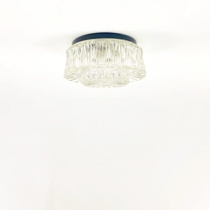 mid century modern textured glass flush mount from limburg germany 1970s 2237