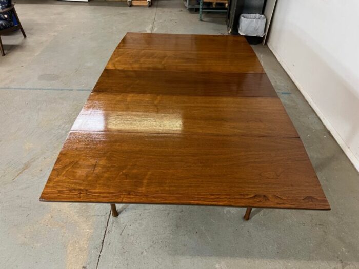 mid century modern walnut 60 drop leaf dining table by h p browning 7266