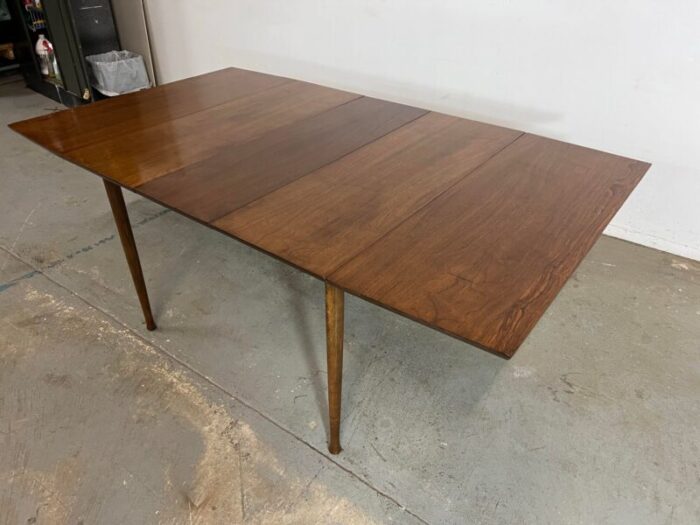 mid century modern walnut 60 drop leaf dining table by h p browning 9863