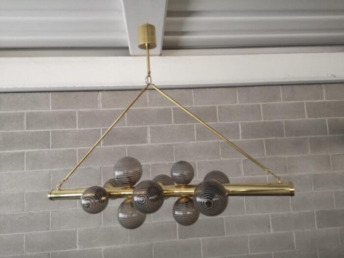 mid century murano glass and brass chandelier 2000a 1467