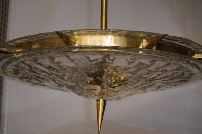 mid century murano glass and brass pendant light 1990s 1534