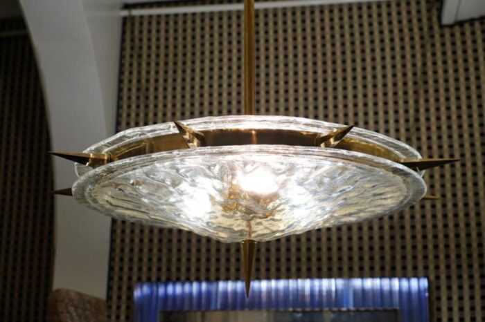 mid century murano glass and brass pendant light 1990s 6222