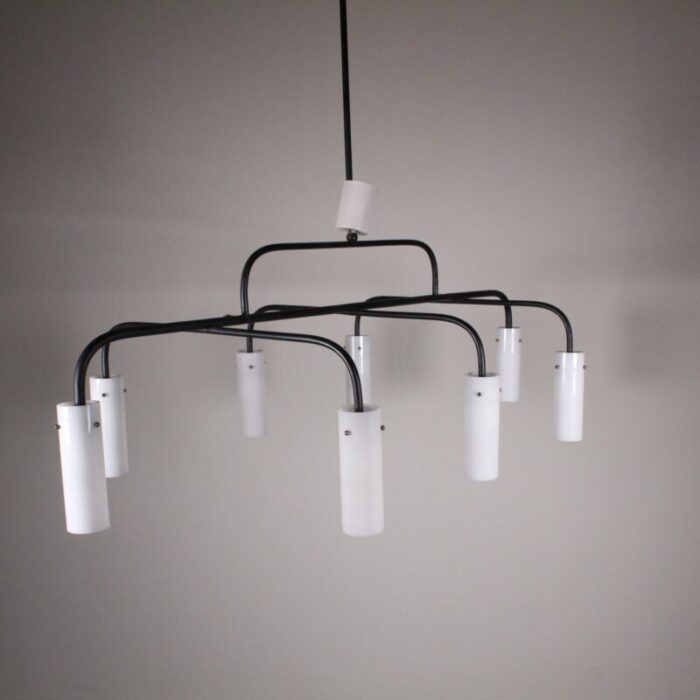 mid century painted metal tubes ceiling lamp with 8 lights 1950s 10