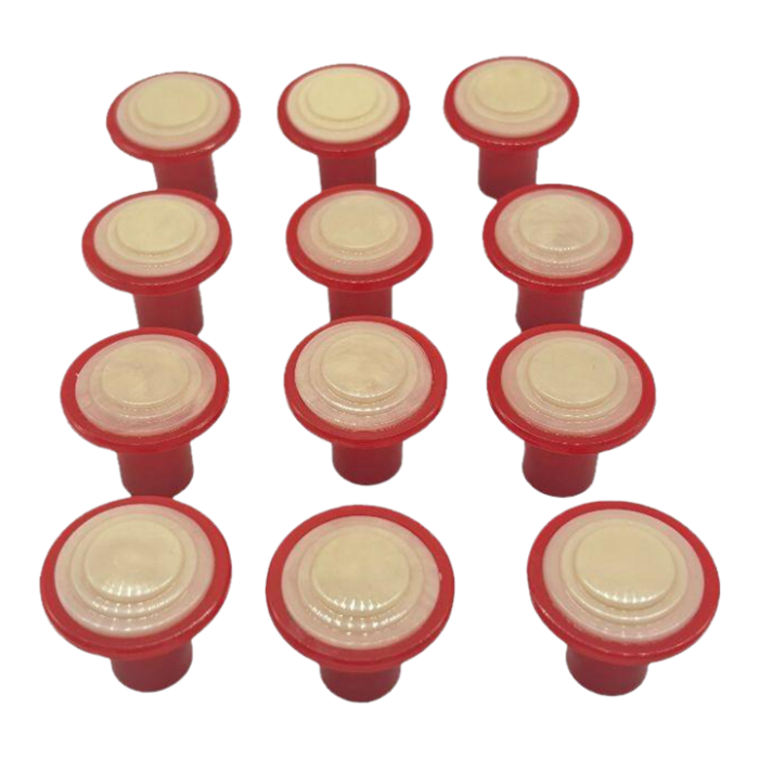 mid century red and ivory bakelite pull knobs set of twelve 1546