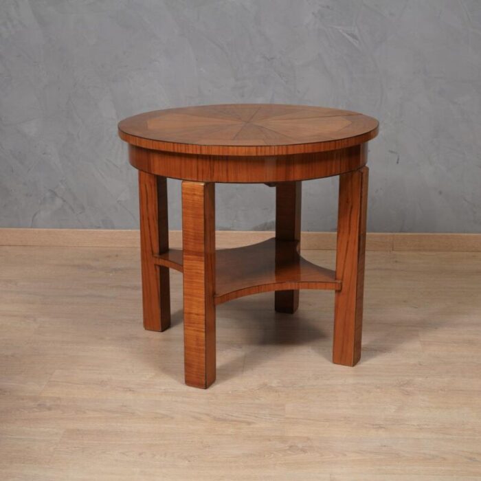 mid century round cherrywood veneer game side table 1950s 3072