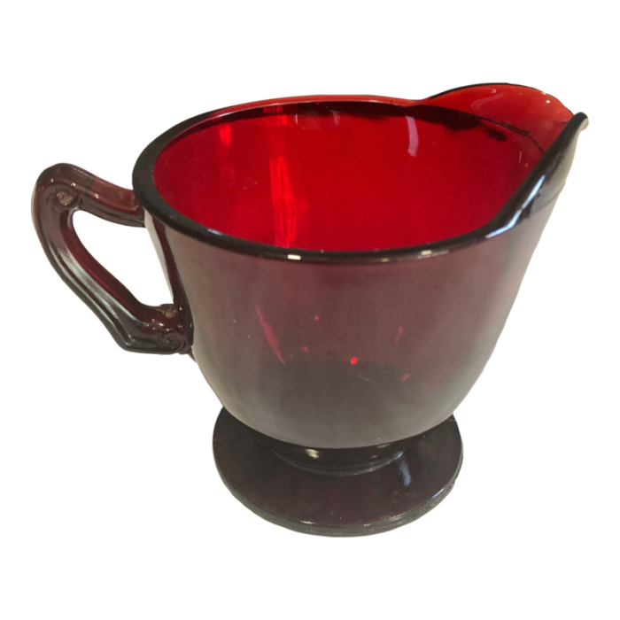 mid century ruby red glass creamer 4337