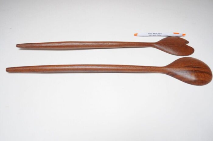 mid century scandinavian modern extra long teakwood salad tongs 0476