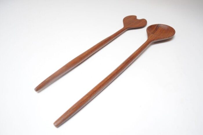 mid century scandinavian modern extra long teakwood salad tongs 4844